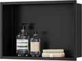 Neodrain Shower Niche, Insert Storage Shower Shelf (Outside Size 19.1”X13.1“)(Inner Size 18"X12"), Stainless Steel Wall Niche No Tiled Recessed Shelf for Storage, Matte Black