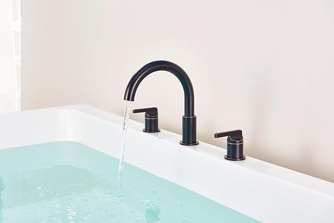 SITGES Oil Rubbed Bronze High-Arc Bathtub Faucet,Solid Brass,2-Handle Deck Mount Tub Faucet,3-Hole Roman Bath Tub Faucet Set with Valve