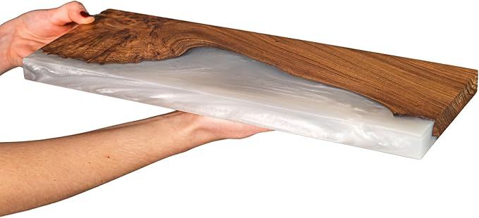 RWA Straight Edge Floating Shelf – Unique Wood Floating Shelf for Wall Decor, Living Room, Bedroom, or Bathroom – Sleek Decorative Wall Shelves for Home & Office (Straight/Platinum, Medium - 16x6)