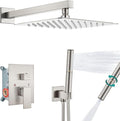 Aolemi Shower Faucet Set, High Pressure Shower System with 2-in-1 Handheld Sprayer, Wall Mount Fixture Combo with Rough-in Valve, 16 Inch Shower Head, Brushed Nickel