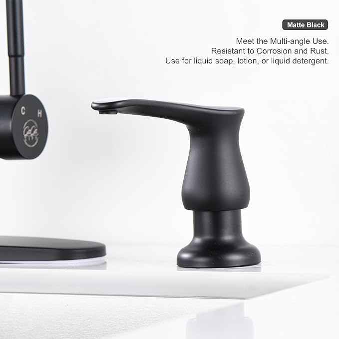 GAGALIFE Sink Soap Dispenser Matte Black, Built in Soap Dispenser with 17 OZ Bottle, Lotion Dispenser for Kitchen Sink, Refill from The Top