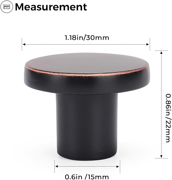 Ravinte 10 Pack Cabinet Knobs Oil Rubbed Bronze Kitchen Cabinet Knobs Round Dresser Drawer Pulls Closet Door Pulls 1-1/5 Inch