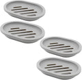 Topsky 4pcs Soap Dish with Drain, Soap Holder, Soap Saver, Easy Cleaning, Dry, Stop Mushy Soap (Grey)