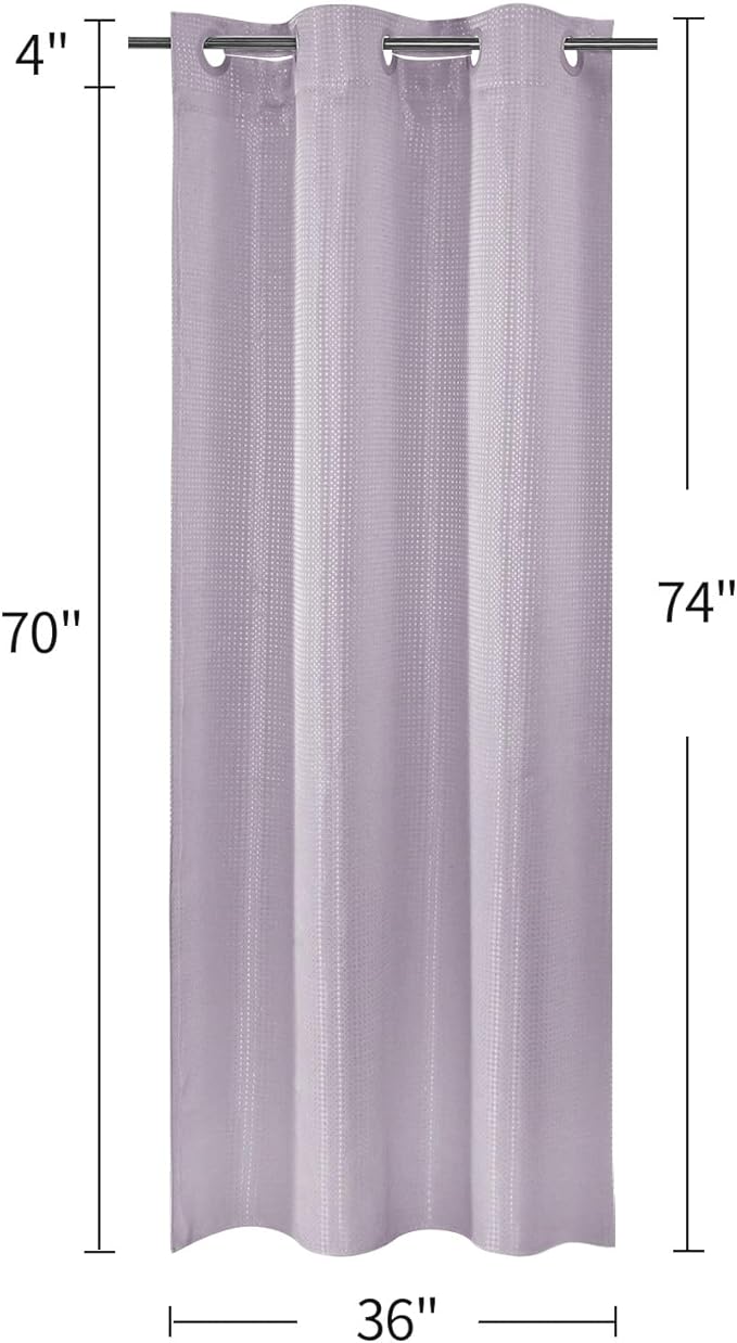 MitoVilla Purple Waffle Small Stall Shower Curtain Liner Set 36 x 74, No Hooks Required Half Size Narrow Fabric Cloth Shower Curtain Set with Snap-in Liner for Modern Bathroom Decor, Lavender