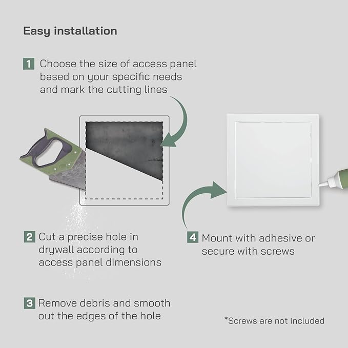 Vent Systems 8'' x 8'' Inch White Metal Access Panel - Easy Access Doors - Access Panel for Drywall, Wall, Electrical and Plumbing Service Door