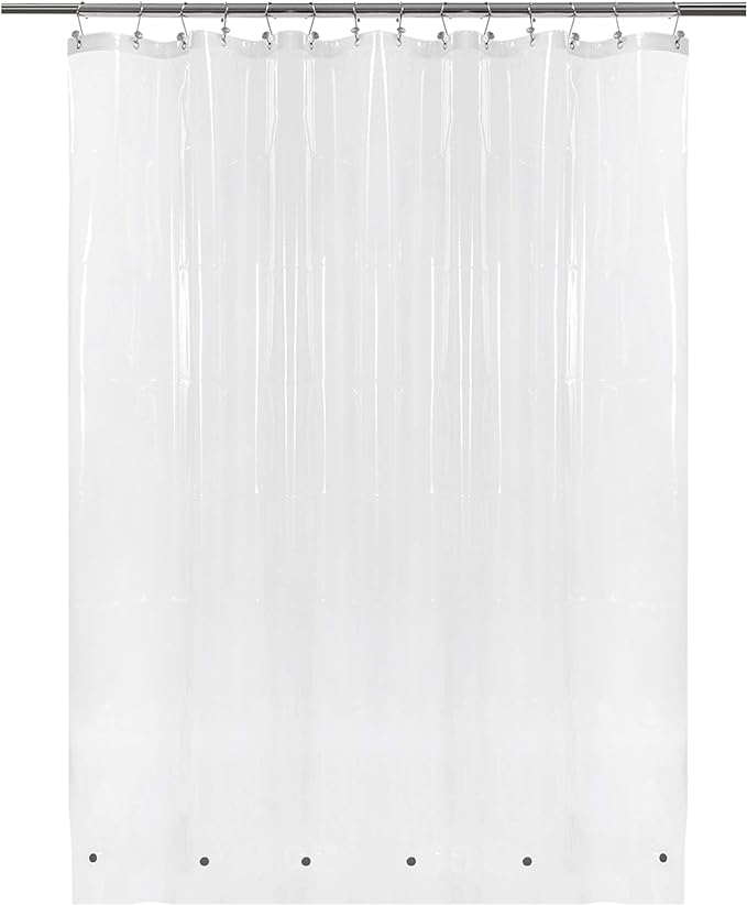 Barossa Design Clear Shower Curtain Liner 82 Width by 74 Height with Free Hooks - 6 Bottom Magnets, Waterproof PEVA, 12 Metal Grommets Curtain PEVA, 82x74