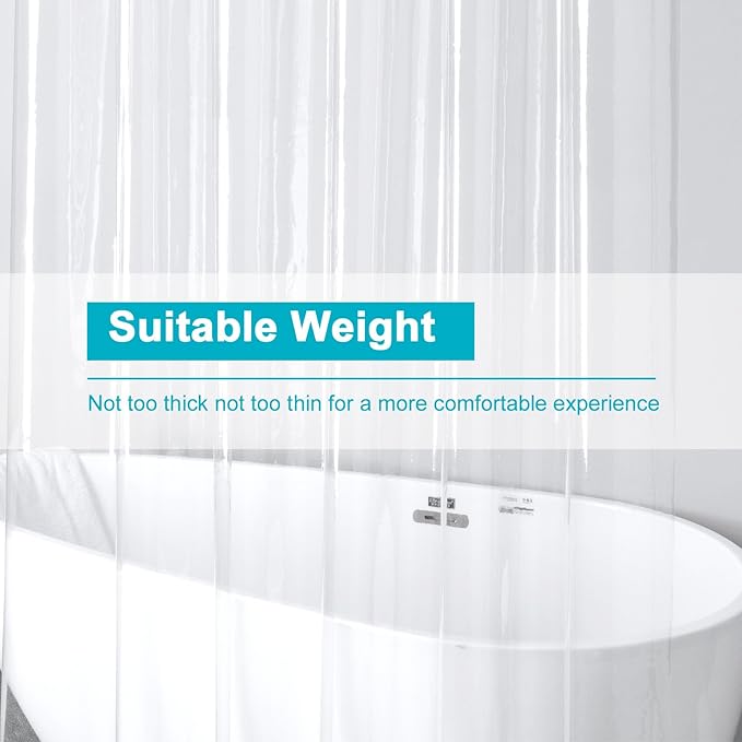 EurCross 96 inch Extra Wide Clear Shower Curtain Liner,Waterproof Heavy Duty PEVA Transparent Shower Liner 96x72 inch with 5 Magnets and 16 Plastic Hooks