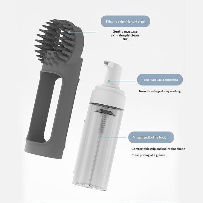 Dog Bath, Silicone Pet Scrubber, Soft Massage Brush, Shampoo Dispenser Tool, Pet Grooming Brushes, Soothing Bath Brush, Non-Slip Shower Brushes for Puppy Dachshund Groomer