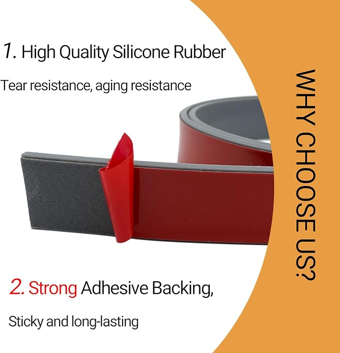 Rubber Seal Strips, Rubber Sheets, Rolls & Strips with Adhesive Backing for DIY Gaskets Material, Warehouse Sealing, Home Application Weather Striping (1” Wide x 1/8" Thick x 20' Long), Gray