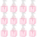 Domensi 12 Pcs Foam Pump Bottle Foaming Soap Dispenser Empty Travel Foaming Dispenser 8.5 oz Refillable Hand Soap Plastic Pump Bottle Travel Clear Container for Bathroom Vanities (Pink)