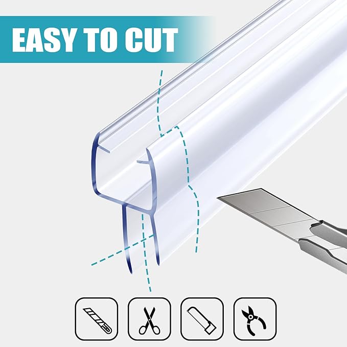Shower Door Seal, 3/8" X 36" Glass Door Bottom Seal, Ultra Clear Frameless Shower Doors Strip, Stop Shower Leaks and Create a Water Barrier for 3/8 Inch (10mm) Glass, Single Pack