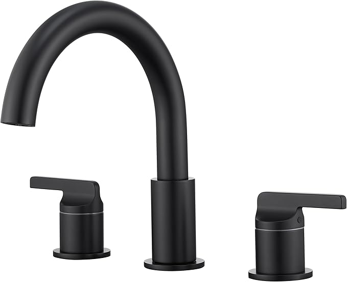 SITGES Matte Black High-Arc Bathtub Faucet,Solid Brass,2-Handle Deck Mount Tub Faucet,3-Hole Roman Bath Tub Faucet Set with Valve