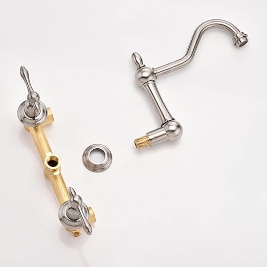 sumerain Wall Mount Bathtub Faucet Brushed Nickel Tub Filler, 8 Inches Center