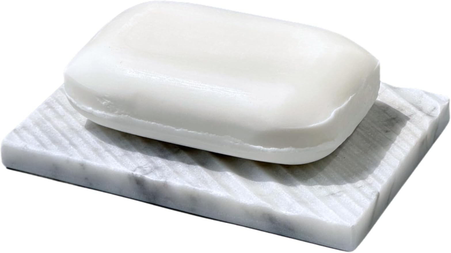 Real Marble Soap Dish - Soap Dish for Shower, Shower Bar Soap Holder, Marble Dish for Bathroom Kitchen, Decorative Stone Soap Dish (Calacatta White, Twill Rectangular)