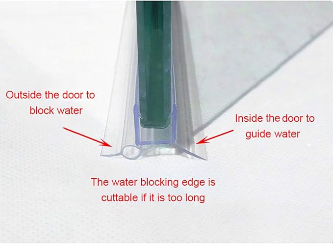 Frameless Shower Door Bottom Seal with Drip Rail for 3/8"(10mm) Glass, Length 27.5"/0.7m, Glass Door Sweep Stop Shower Leaking Clear
