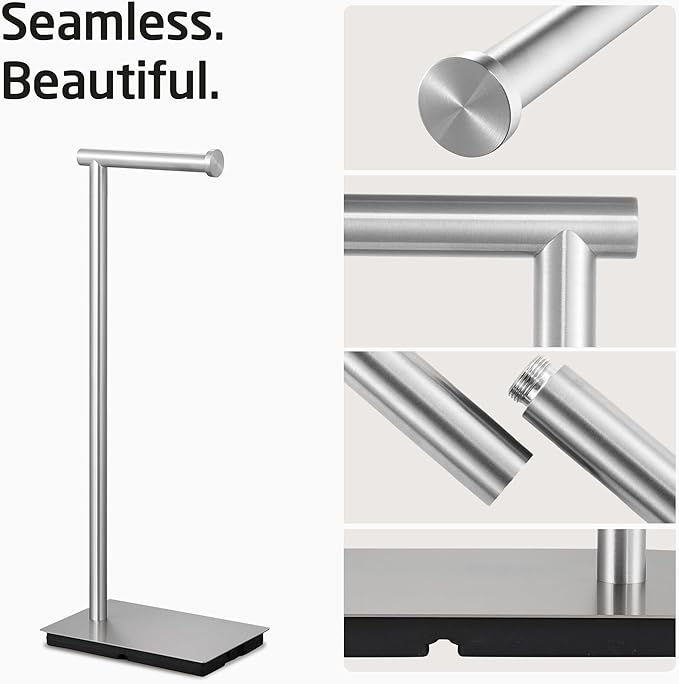 KES Freestanding Toilet Paper Holder Stand Bathroom Toilet Paper Storage Stainless Steel Brushed Steel, BPH286S1A-2