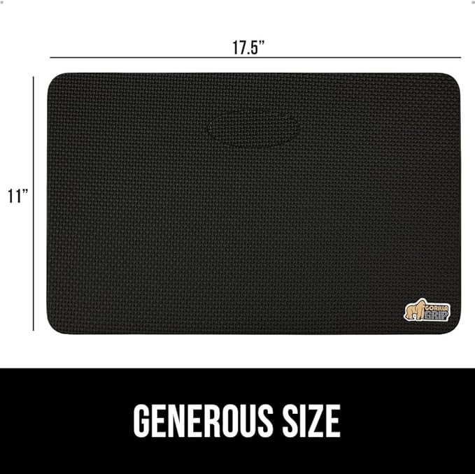 GORILLA GRIP Extra Thick Patent Pending Soft Foam Kneeling Pad, 2 PK, Supportive Large Cushion Knee Pads for Gardening, Baby Bath, Dirt and Water Resistant, Workout and Garden Supplies, 17.5x11, Black