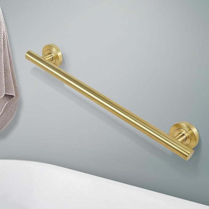Lava Odoro Shower Grab Bar, Modern Stainless Steel Handicap Grab Bar for Bathtubs and Showers, Shower Safety Bar for Seniors Disabled, ADA-Compliant (Brushed Gold, 24 Inch)