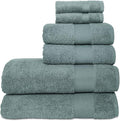 Hencely 6-Piece Bath Towel Set - High Absorbency, Quick Drying - 100% Soft Turkish Cotton - 2 Bath Towels, 2 Hand Towels, 2 Washcloths - for Bathroom, Home, Hotel, Spa, and Gym - 6-Pack Dark Green