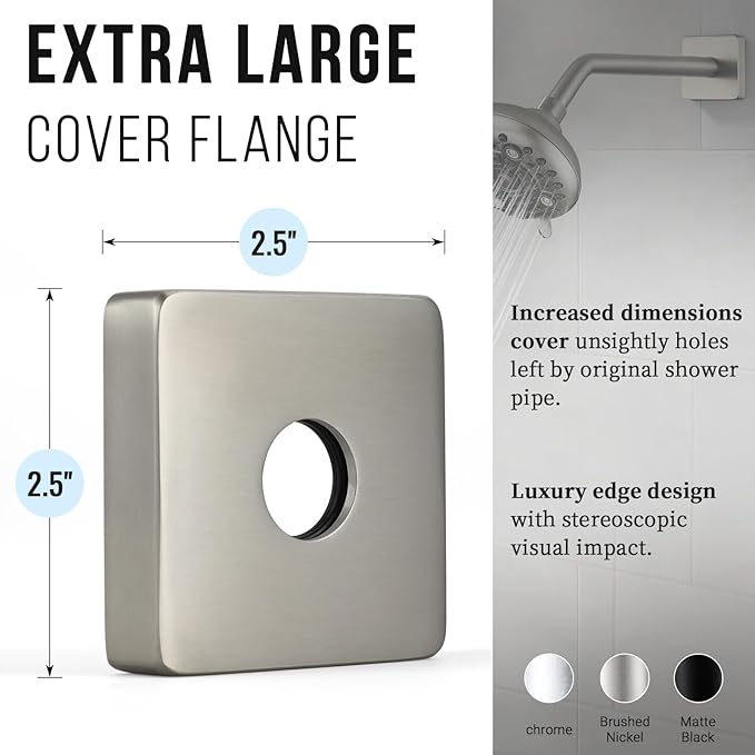 G-Promise All Metal 10-Inch Shower Arm with Flange, Wall-Mounted Stainless Steel Shower Pipe Replacement for Fixed and Handheld Shower Heads, Brushed Nickel