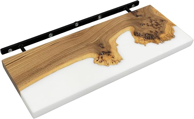 RWA Straight Edge Floating Shelf – Unique Wood Floating Shelf for Wall Decor, Living Room, Bedroom, or Bathroom – Sleek Decorative Wall Shelves for Home & Office (Straight/White, Medium - 16x6)