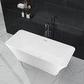 59" Acrylic Freestanding Bathtub - Glossy White Rectangle Soaking Tub with Chrome Overflow & Drain Kit, CUPC Certified