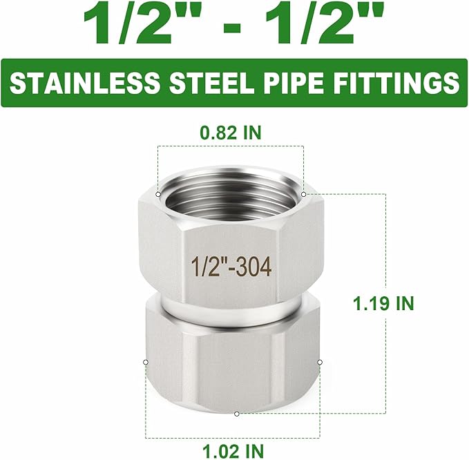 TAISHER 2PCS 304 Stainless Steel Flexible Movable Connector, 1/2" Female for Sprayer, Angled Valve, Shower Arm