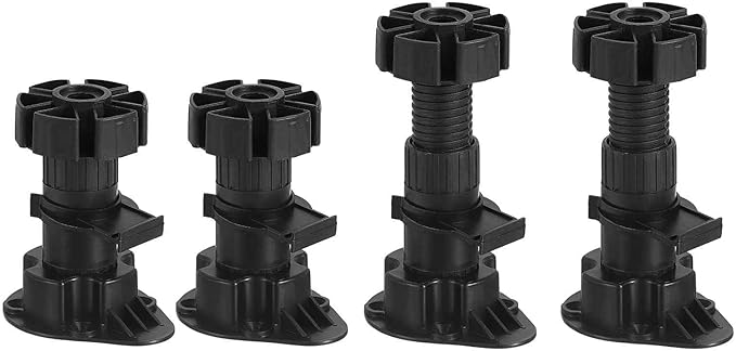 80x46mm(LxW) Adjustable Leveling Feet - 4Pack- Good for Furniture - Leveler Support Frame Replacement Legs - Black