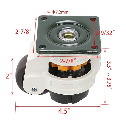 Skelang 4-Pcs Leveling Machine Casters with Nylon Wheel and Rubber Foot, Retractable Workbench Caster, Loading Capacity 2200 Lbs