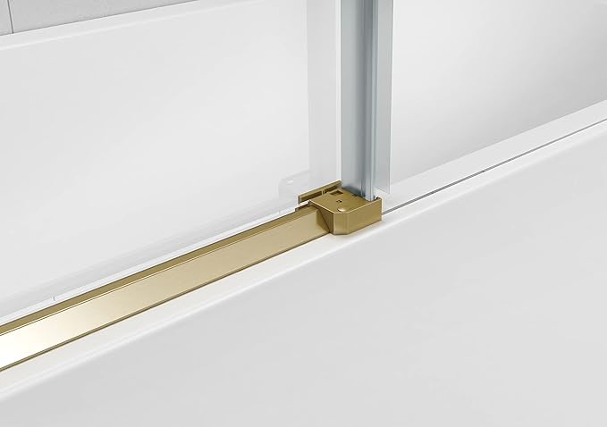 Sunrosa Semi-Frameless Tub Shower Door, 59-2/8"W 60" H Single Sliding Door With Tempered Glass 5/16"(8mm) for Bathtub in Brushed Gold