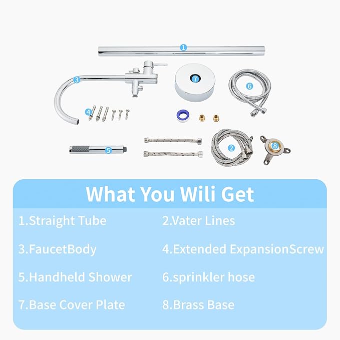 Freestanding Tub Filler Polished Chrome Floor Mount Bathtub Faucet Bathroom,Rough-in Valve 2 Function Handshower for Tub Rinsing Bathing,Anti-Wobble Base,Cylinder Handheld