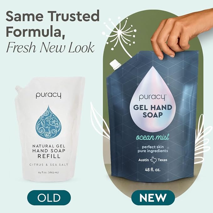 Puracy Organic Hand Soap, For the Professional Hand Washers We've All Become, Moisturizing Natural Gel Hand Wash Soap, Liquid Hand Soap Refills for Soft Skin (48 fl.oz, Ocean Mist) Refill