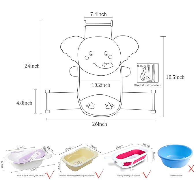 AIR&TREE Baby Bath Seat Support Net, Quick Drying, Adjustable, Comfortable, Non-Slip, Infant Bathtub Sling Shower Mesh for a Tub, with Safety Support Corners (Pink)
