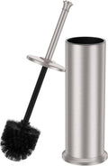 Stain Nickel Toilet Brush and Holder，Extra Long Handled Toilet Brush for Bathroom，Stainless Steel Heavy Duty Toilet Bowl Brush,Removable Inner Bowl,Deep Cleaning Dense Bristles Brush -Space Saving