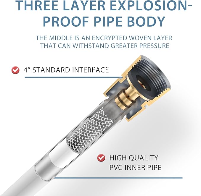 PVC Shower Hose 59 Inches Shower Hose Extra Long Used In Showerheads Spray Bidet Bathing Toilet Cleaning Pet Flexible Showerhead Hoses Replacement Chorme Showerhose For Rv Bidet Hoses(Silver, 59 In)