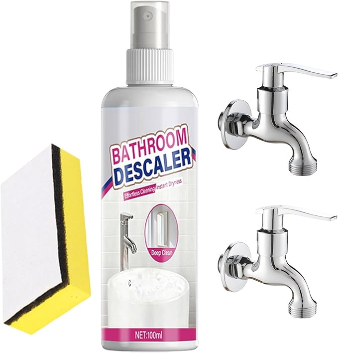 Bathroom Descaler, 100ml Powerful Cleaning Foam, Toilet Bowl Stain Cleaner Agent for Kitchen Sink, Bathtub, Glass, Tiles, Faucets, Shower Heads, Steel Furniture, Doors