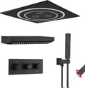VANFOXLE Shower Faucet Set Matte Black Shower System,Shower Faucet with 2 in 1 Handheld,Ceiling Mount 19 Inch Shower Head+14 Inch Shoulder massager