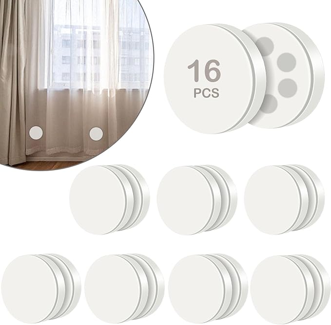 16 Pack Shower Curtain Weights, Rubber Covered Magnetic Curtain Weights, Shower Magnets for Curtain Liner Prevent from Blowing Around, Work for Drapery, Flag, Tablecloth (8 Pairs)