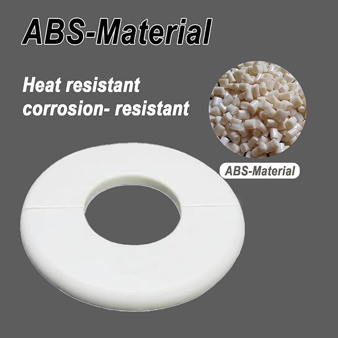 2 Pack Wall Split Flange for 1.73 Inch/44mm OD Pipe ABS Escutcheon Plate Self-Adhesive Round Plumbing Cover Plates for Water Pipe Faucet Decoration, White