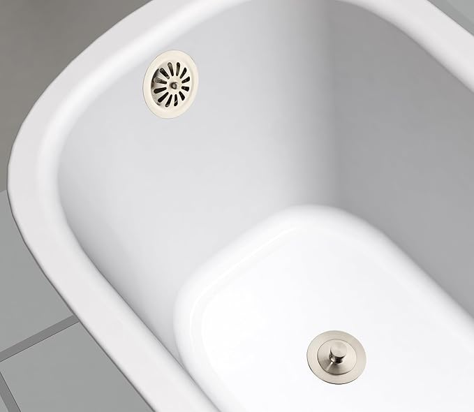 Artiwell Vintage Claw Foot Tub Drain Kit with Lift and Turn Bath Drain Stopper, 1-1/2" Brass Tubular Leg Tub Bathtub Waste and Overflow Drain Assembly with Drain Plug and Bathtub Overflow Cover
