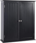 Blcak Bathroom Cabinet Wall Mounted, Bathroom Wall Cabinet Over Toilet, Hanging Cabinet for Bathroom, Bathroom Medicine Cabinet with 2 Doors and Adjustable Shelves, Wood