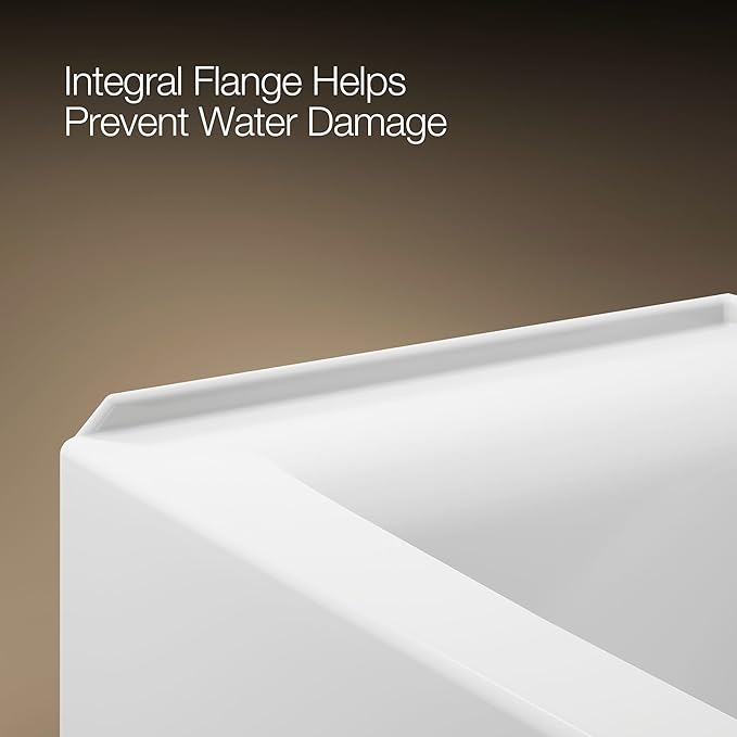 KOHLER K-26109-RA-0 Entity 60-Inch x 30-Inch Alcove Bath with Integral apron, integral flange and right hand drain, White