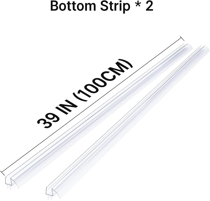 AmazerBath Frameless Shower Door Bottom Seal 39 inch (Set of 2) - Clear, Suitable for 3/8 Inch Glass, Modern Style