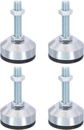 PATIKIL Furniture Leveling Feet 2.4" Dia Base M12 Thread, 4 Pcs Carbon Steel Adjustable Threaded Furniture Levelers Screw on Leg Leveler with Pads for Desk Chair, Black