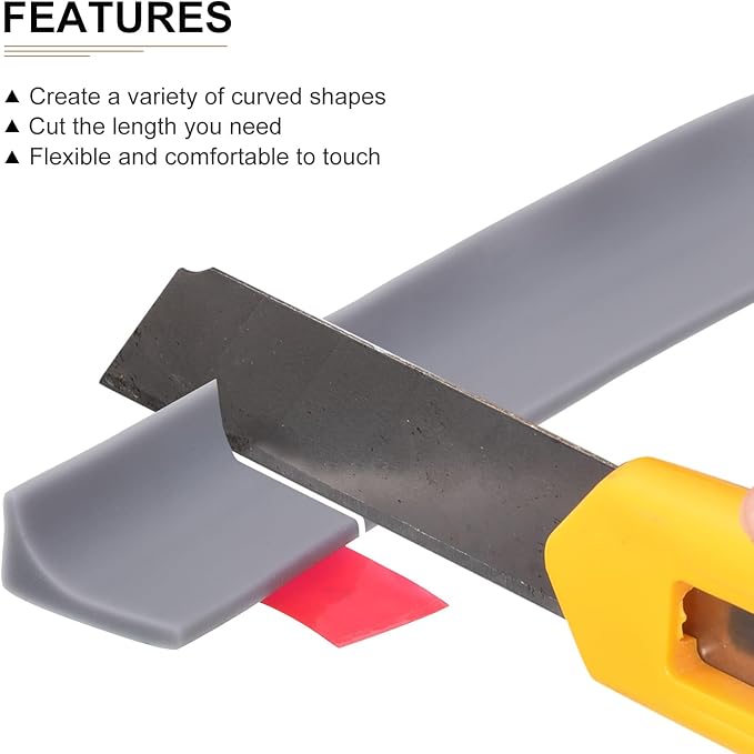 59"x0.8"x0.5" (LxWxH) Collapsible Shower Barrier Stopper - 1 Pack - Good for Bathroom Kitchen - L Shape Water Splash Guard Blocker - Gray