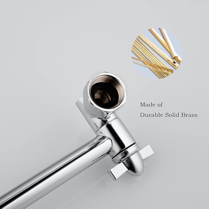 Chrome Shower Head Extension, 10 Inch Solid Brass Shower Extension Arm with Durable Anti-leak Lock Joints, Adjustable Shower Head Extension Arm