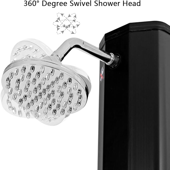 Giantex 7.2Ft 9.3 Gallon 2-Section Solar Heated Shower W/Shower Head Outdoor Backyard Poolside Beach Pool Spa for Easy Installation, Black