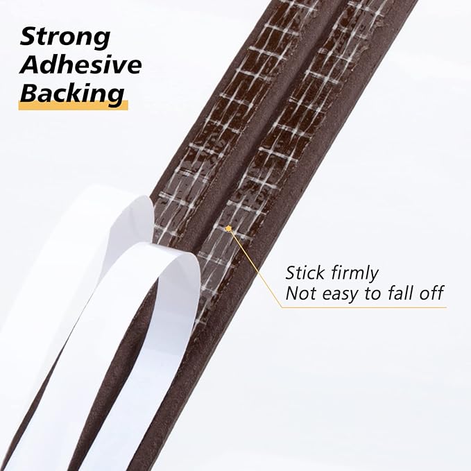 SUNMON Weather Stripping Door Seal Strip, 33Feet (10M) D-Type Soundproofing, Self Adhesive Foam Weatherstrip for Door and Window (Brown)