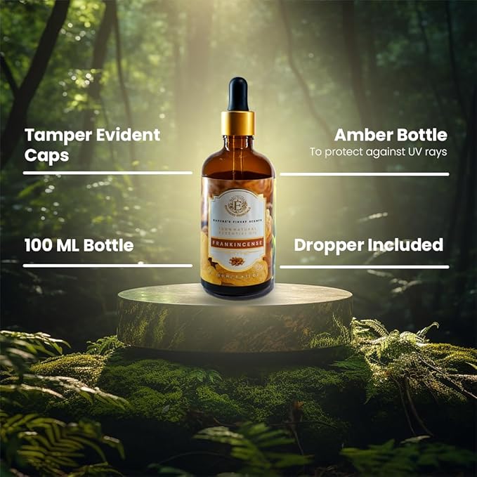 Luxurious Frankincense Essential Oil by Enhanced Essentials| Slow Distilled & Pure| for Home,Skin & Hair Care,Aromatherapy,Meditation,Incense & Candle Making|with Glass Dropper| 3.38 fl oz (100 ml)