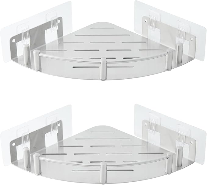 Bathroom Corner Shelf, 304 Stainless Steel,Integrated Molding, High Weight Capacity,Wall Mounted Bathroom Rack with Nail Free Adhesive, Suit for Storage Racks in Bathrooms,Kitchens(2 Pack)